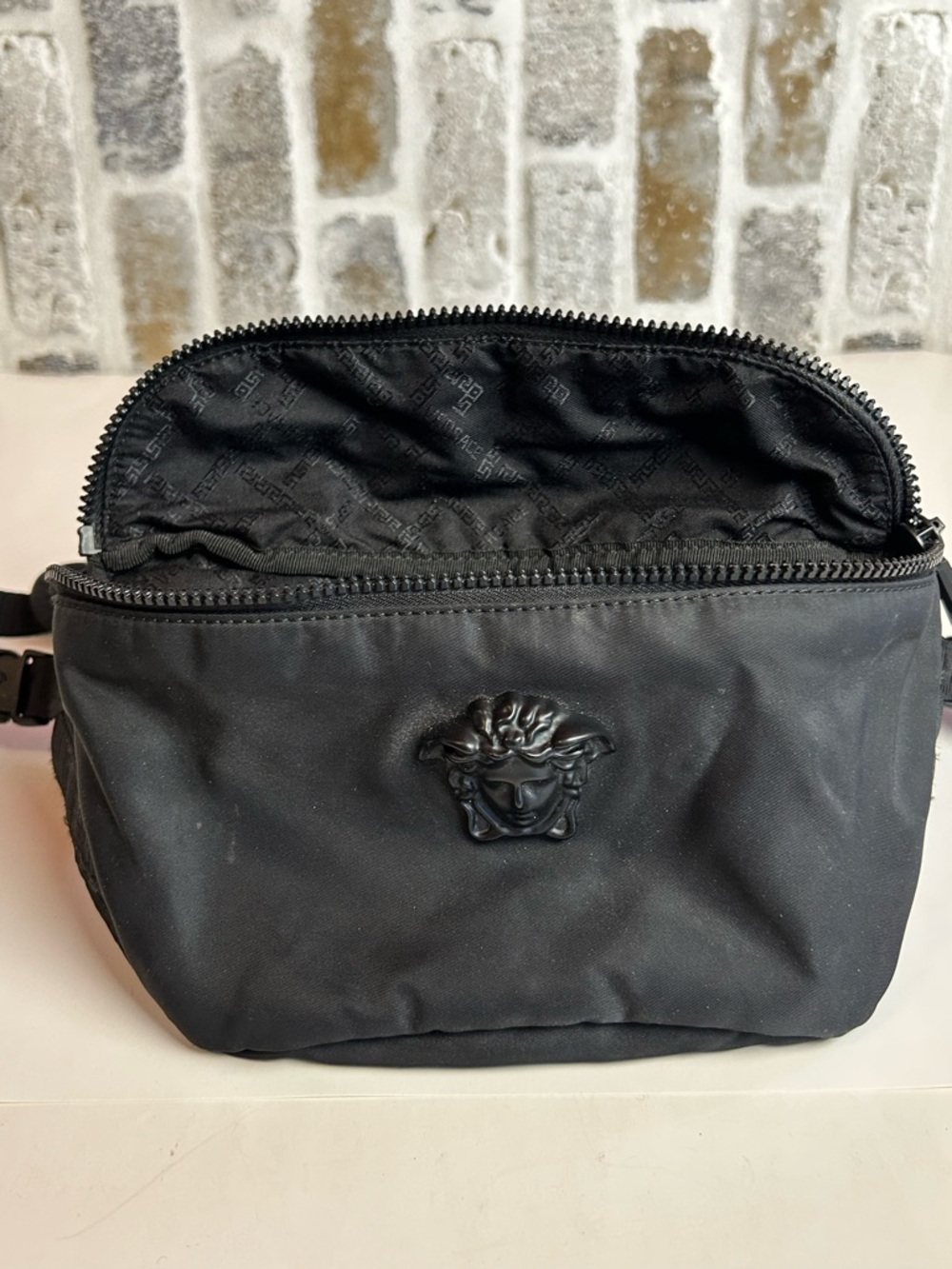 Versace La Medusa Nylon Belt Bag Black Signature 3D Medusa Head Medallion